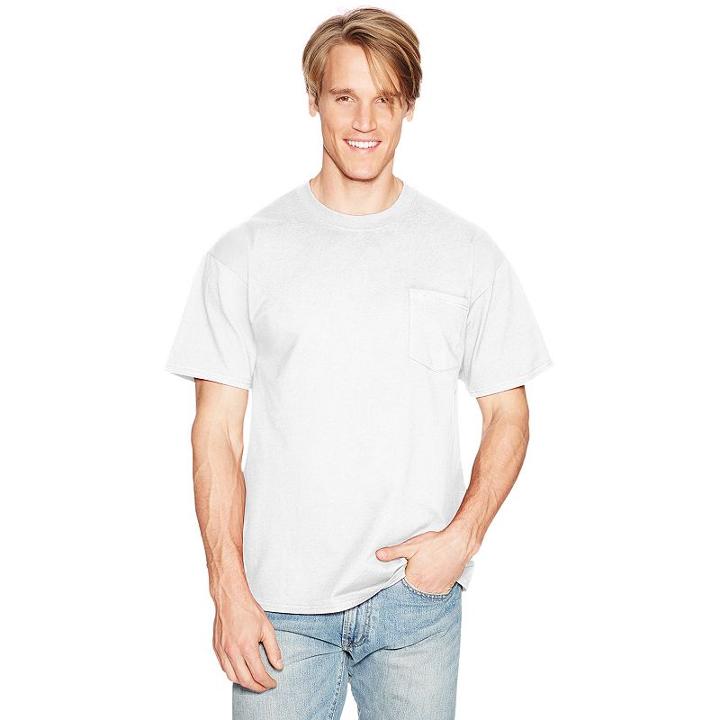 Men's Hanes Beefy Crewneck Pocket Tee, Size: Small, White
