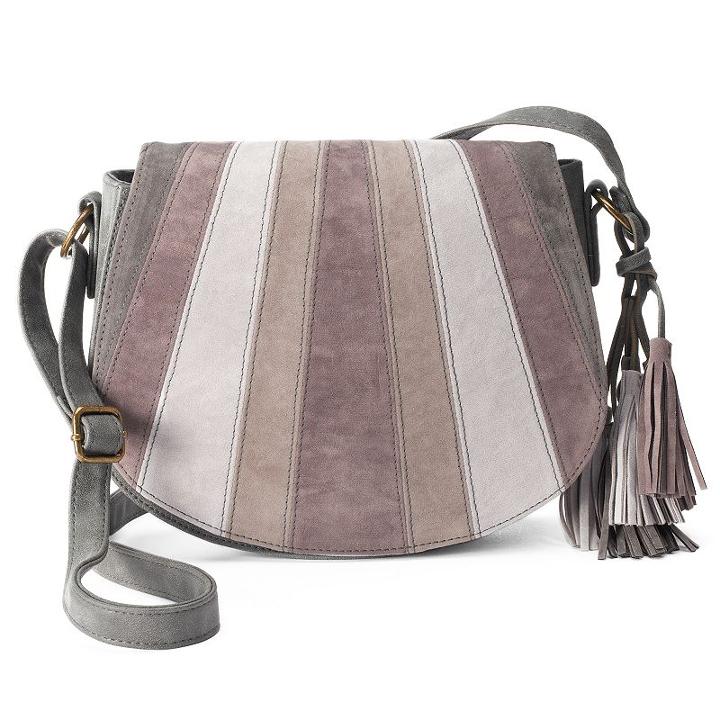 T-shirt & Jeans Patchwork Saddle Crossbody Bag, Women's, Grey