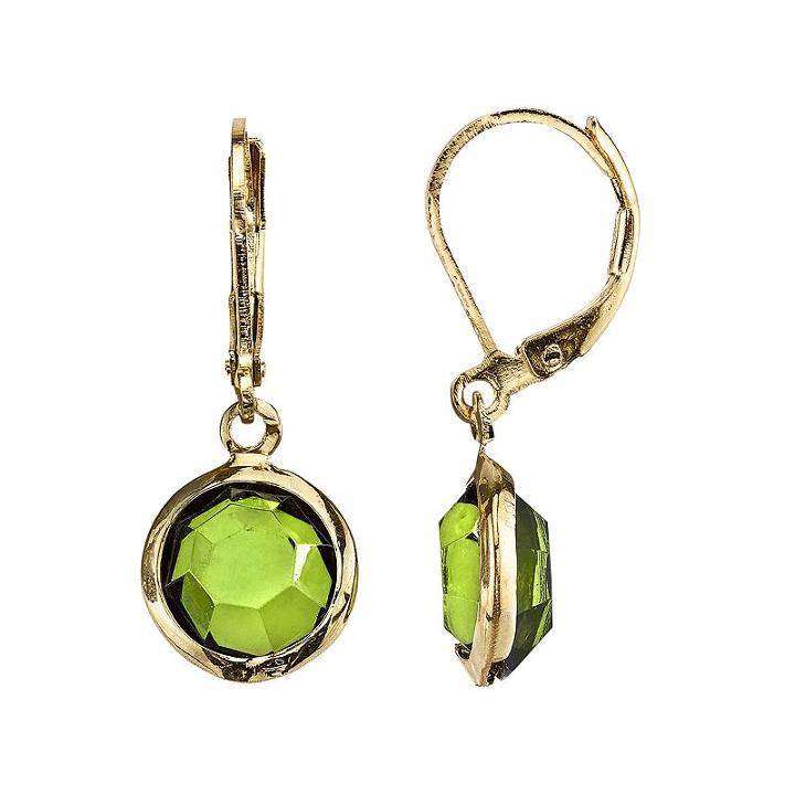 1928 Faceted Circle Nickel Free Drop Earrings, Women's, Green