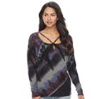 Women's Rock & Republic&reg; Tie-dye Strappy Sweater, Size: Medium, Grey Other