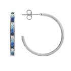 Traditions Silver-plated Swarovski Crystal Hoop Earrings, Women's, Blue