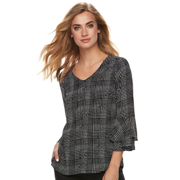 Women's Apt. 9&reg; Tiered Bell Sleeve Top, Size: Xxl, Oxford