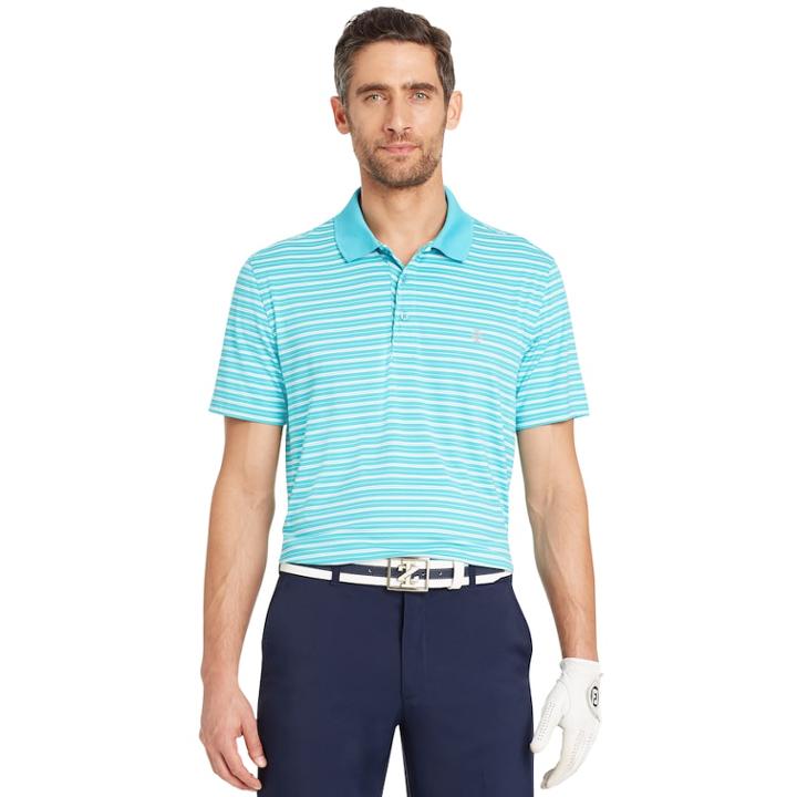 Men's Izod Swingflex Classic-fit Striped Stretch Performance Golf Polo, Size: Medium, Blue