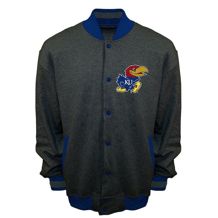 Men's Franchise Club Kansas Jayhawks Classic Fleece Jacket, Size: Large, Grey
