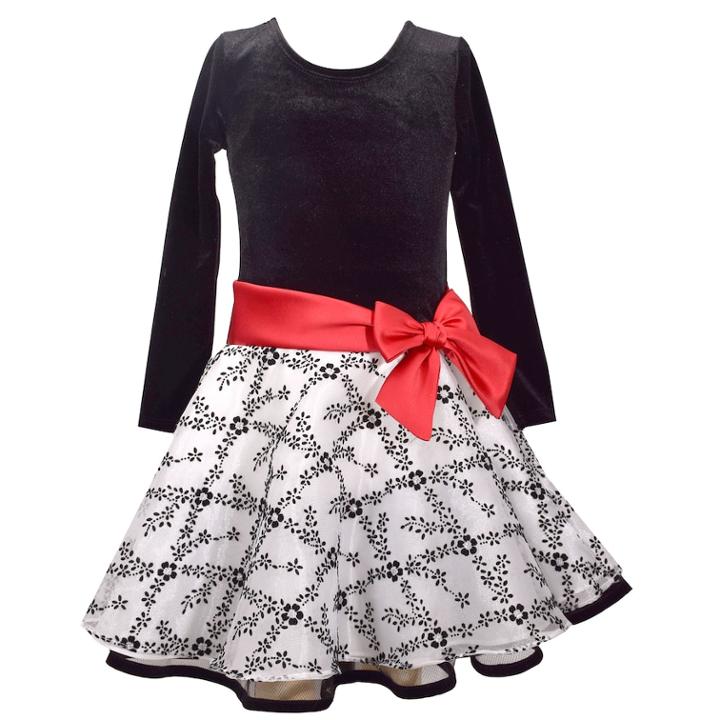 Girls 4-6x Jessica Ann Long Sleeve Velvet Dress, Size: 4, White Oth