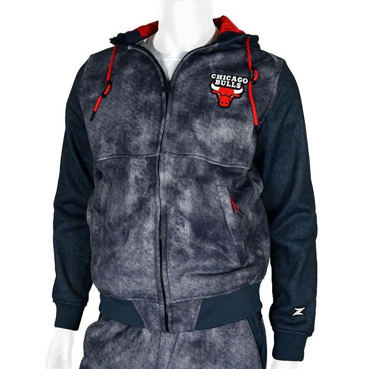 Men's Zipway Chicago Bulls Denim Effect Fleece Hoodie, Size: Large, Ovrfl Oth
