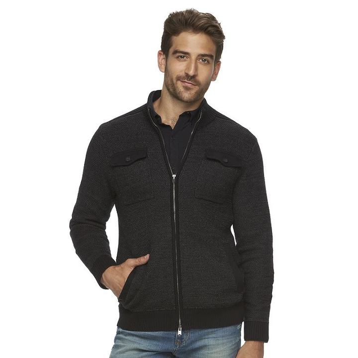 Men's Marc Anthony Slim-fit Marled Knit Jacket, Size: Xl, Black