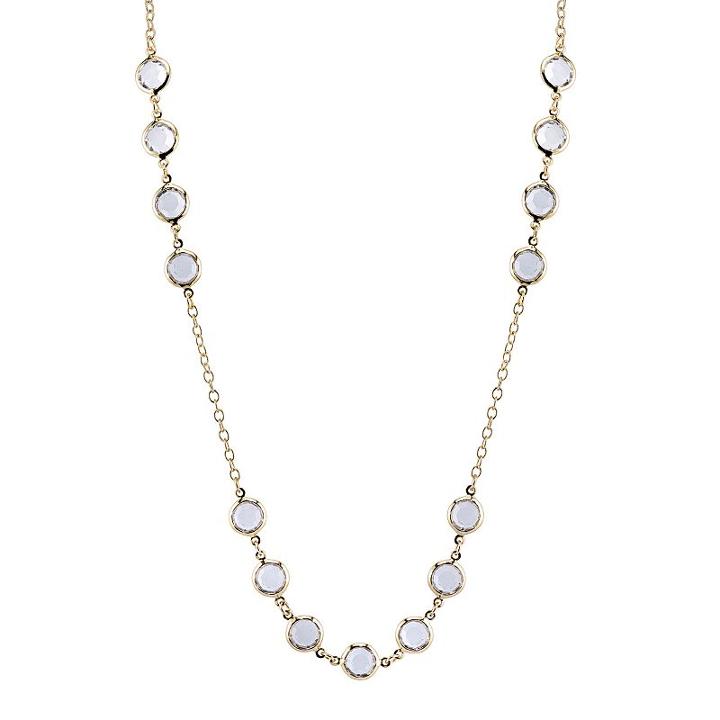 1928 Long Round Faceted Stone Necklace, Women's, Size: 42, White
