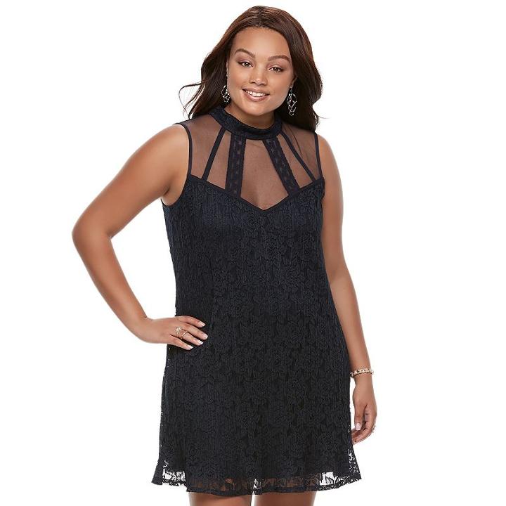 Juniors' Plus Size Speechless Lace Shift Dress, Teens, Size: 2xl, Blue (navy)