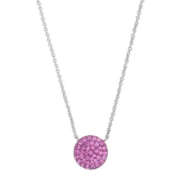 Silver Luxuries Silver Tone Crystal Disc Pendant Necklace, Women's, Purple