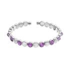 Brilliance Silver Tone Circle Cuff Bracelet With Swarovski Crystals, Women's, Purple