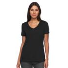 Women's Sonoma Goods For Life&trade; Slubbed V-neck Tee, Size: Medium, Black