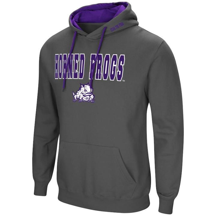 Men's Tcu Horned Frogs Pullover Fleece Hoodie, Size: Medium, Grey