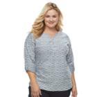 Plus Size Croft & Barrow&reg; Print Henley Tunic, Women's, Size: 2xl, Blue