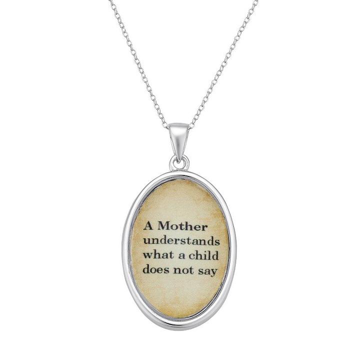 Sterling Silver Mother Oval Pendant Necklace, Women's, Size: 18, Grey