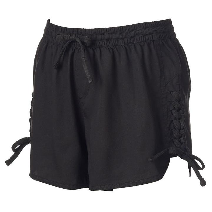 Women's Rock & Republic&reg; Lace-up Soft Shorts, Size: Xs, Black