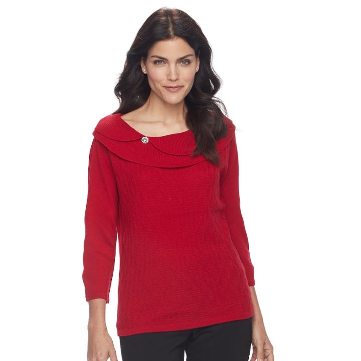 Women's Napa Valley Textured Sweater, Size: Small, Red Other
