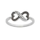 Black And White Diamond Accent Sterling Silver Heart Infinity Ring, Women's, Size: 8