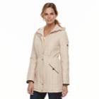 Women's Weathercast Hooded Quilted Walker Jacket, Size: Medium, Beige