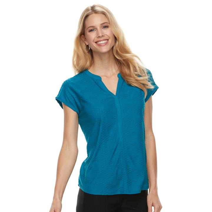 Women's Dana Buchman Textured Top, Size: Xl, Dark Blue