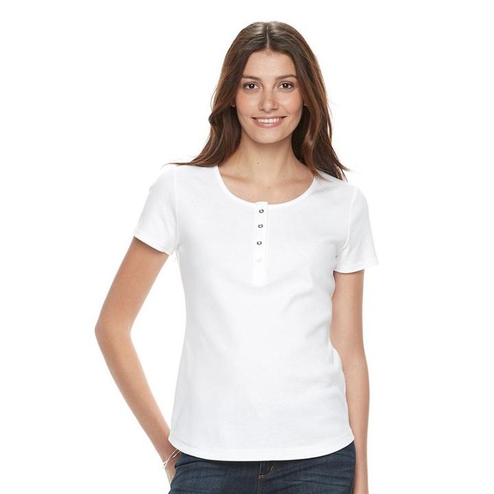 Women's Croft & Barrow&reg; Henley Tee, Size: Small, White