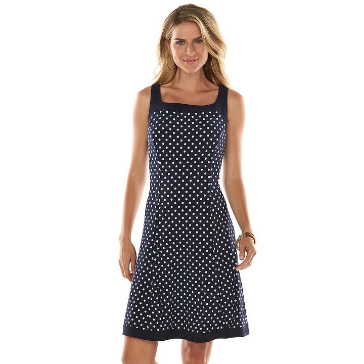 Petite Chaps Fit & Flare Dress, Women's, Size: S Petite, Blue (navy)