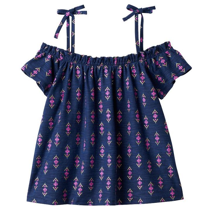 Girls 4-10 Jumping Beans&reg; Print Off-the-shoulder Top, Girl's, Size: 10, Blue