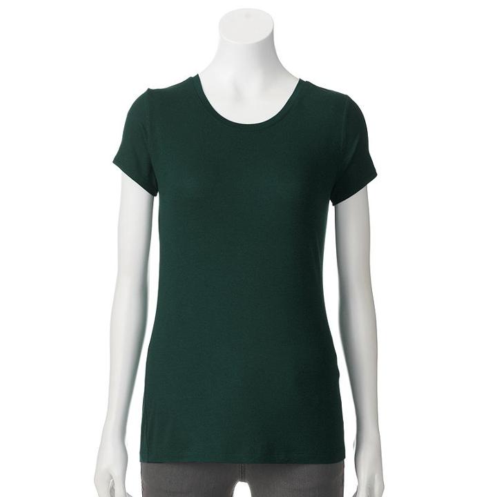 Women's Apt. 9&reg; Essential Crewneck Tee, Size: Medium, Green