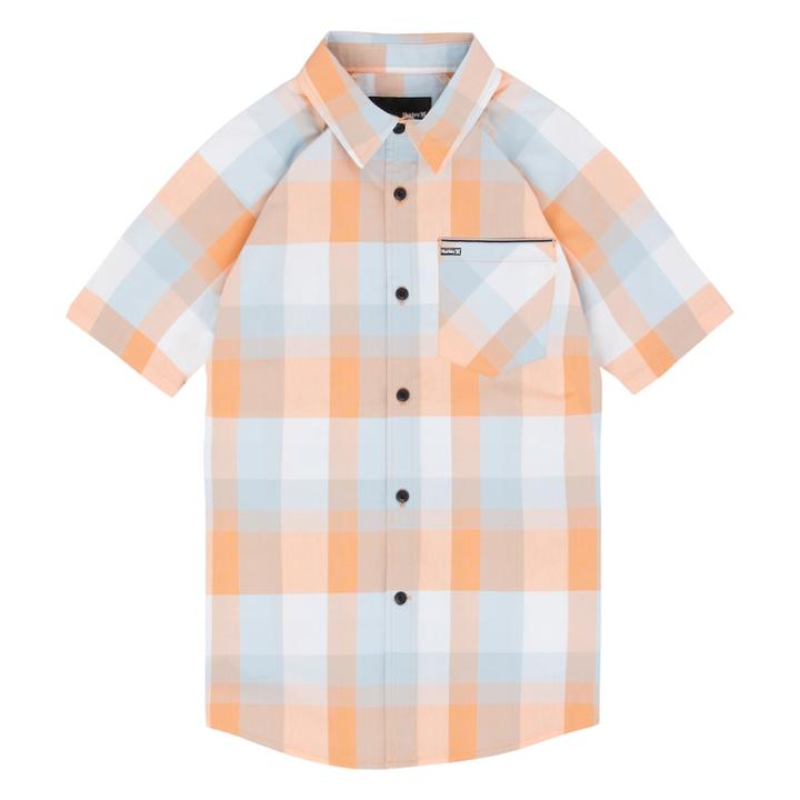 Boys 8-20 Hurley Plaid Button-down Shirt, Size: Xl, Med Orange
