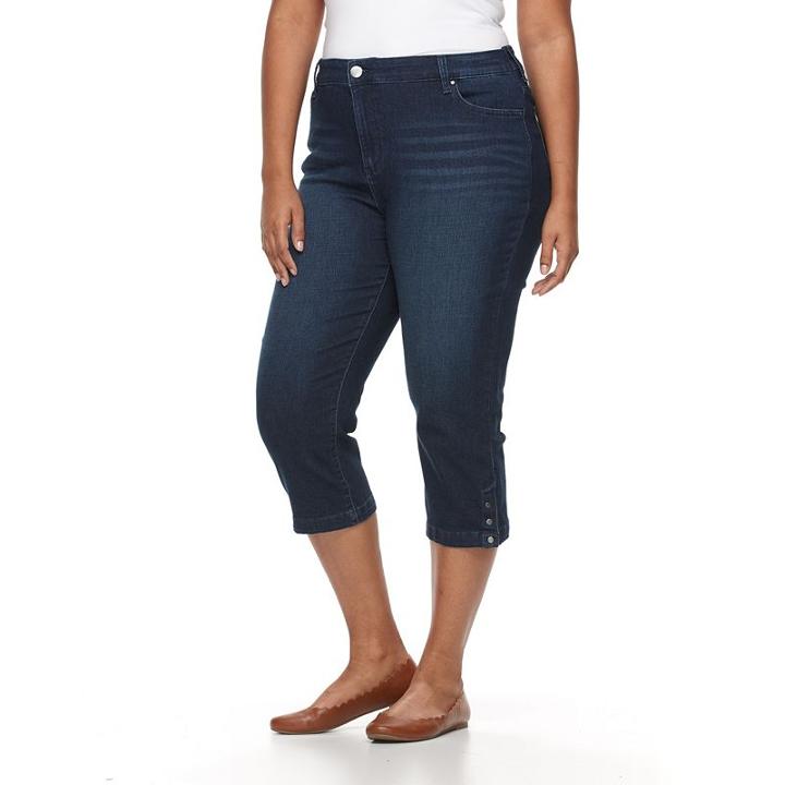Plus Size Croft & Barrow&reg; Embellished Capri Jeans, Women's, Size: 20 W, Blue Other