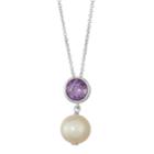 Sterling Silver Amethyst & Freshwater Cultured Pearl Pendant, Women's, Size: 18, Purple