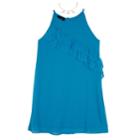 Girls 7-16 Iz Amy Byer Sleeveless Ruffled A-line Dress With Necklace, Size: 16, Blue