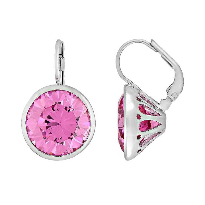 Sterling Silver Lab-created Pink Cubic Zirconia Drop Earrings, Women's