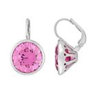 Sterling Silver Lab-created Pink Cubic Zirconia Drop Earrings, Women's