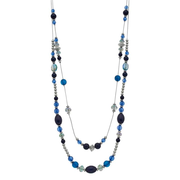Blue Bead Long Multi Strand Necklace, Women's