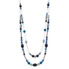 Blue Bead Long Multi Strand Necklace, Women's
