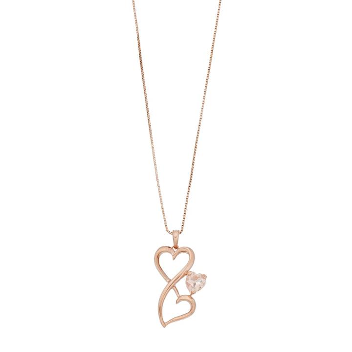 Love Is Forever Simulated Morganite Double Heart Pendant, Women's, Size: 18, Pink