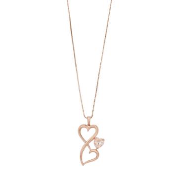 Love Is Forever Simulated Morganite Double Heart Pendant, Women's, Size: 18, Pink