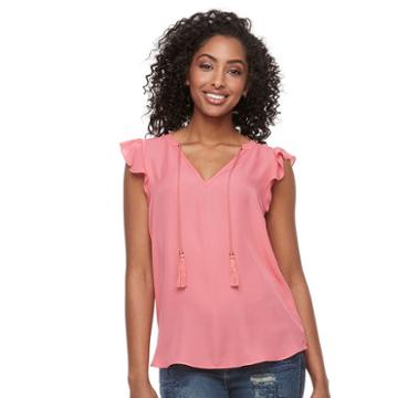 Women's Harve Benard Flutter Georgette Top, Size: Xl, Med Pink
