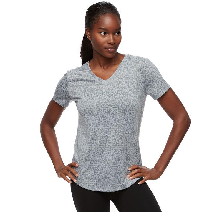 Women's Tek Gear&reg; Easy Burnout V-neck Yoga Tee, Size: Medium, Med Grey