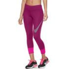 Women's Nike Power Essential Swoosh Running Capris, Size: Medium, Med Pink