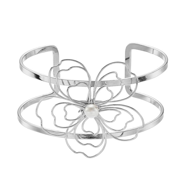 Mudd&reg; Wire Flower Open Cuff Bracelet, Women's, White