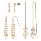 Mudd&reg; Triangle Drop Earring Set, Women's, Gold