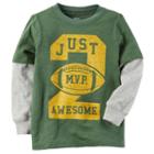 Boys 4-8 Carter's Just 2 Awesome Football Mock Layer Graphic Tee, Size: 8, Green