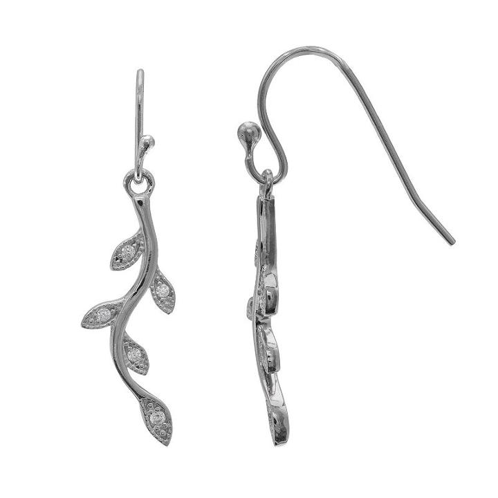 Primrose Sterling Silver Cubic Zirconia Vine Drop Earrings, Women's, White