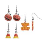 Trick Or Treat, Candy Corn & Jack-o'-lantern Halloween Earring Set, Women's, Orange