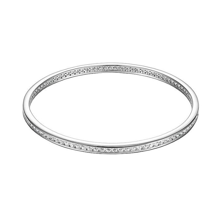 Sterling Silver Cubic Zirconia Bangle Bracelet, Women's, Size: 7.25, White