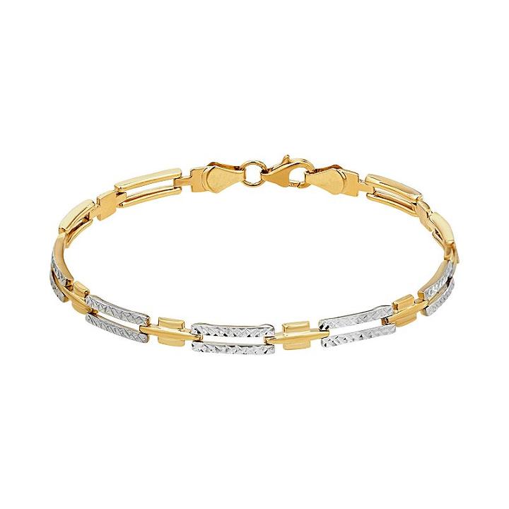 Everlasting Gold Two Tone 10k Gold Stampato Link Bracelet, Women's, Size: 7.25