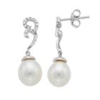 Sterling Silver Freshwater Cultured Pearl & Cubic Zirconia Swirl Drop Earrings, Women's, White