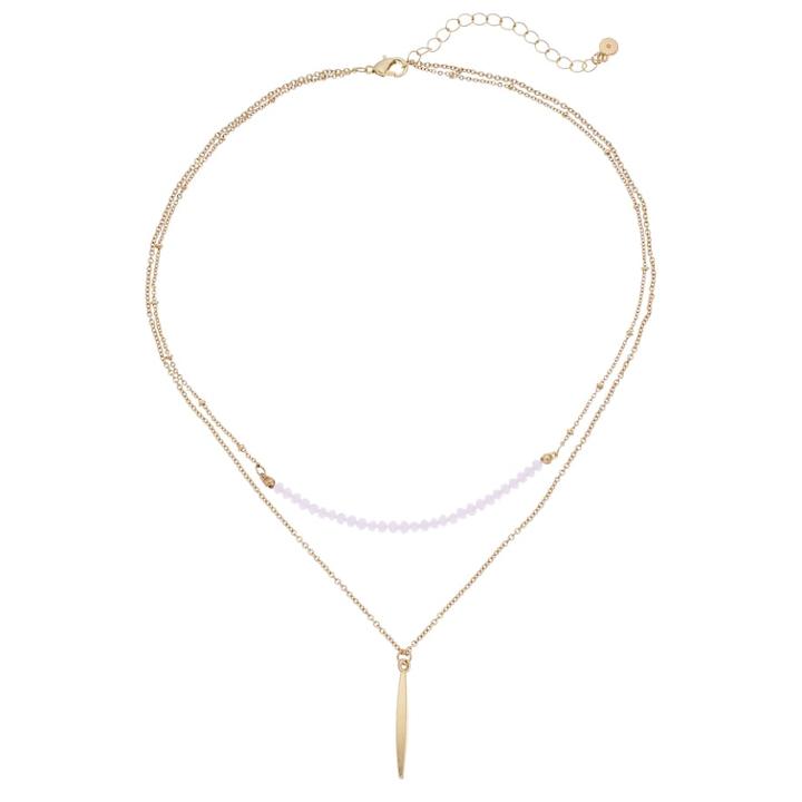 Lc Lauren Conrad Stick Pendant & Beaded Double-strand Necklace, Women's, Pink